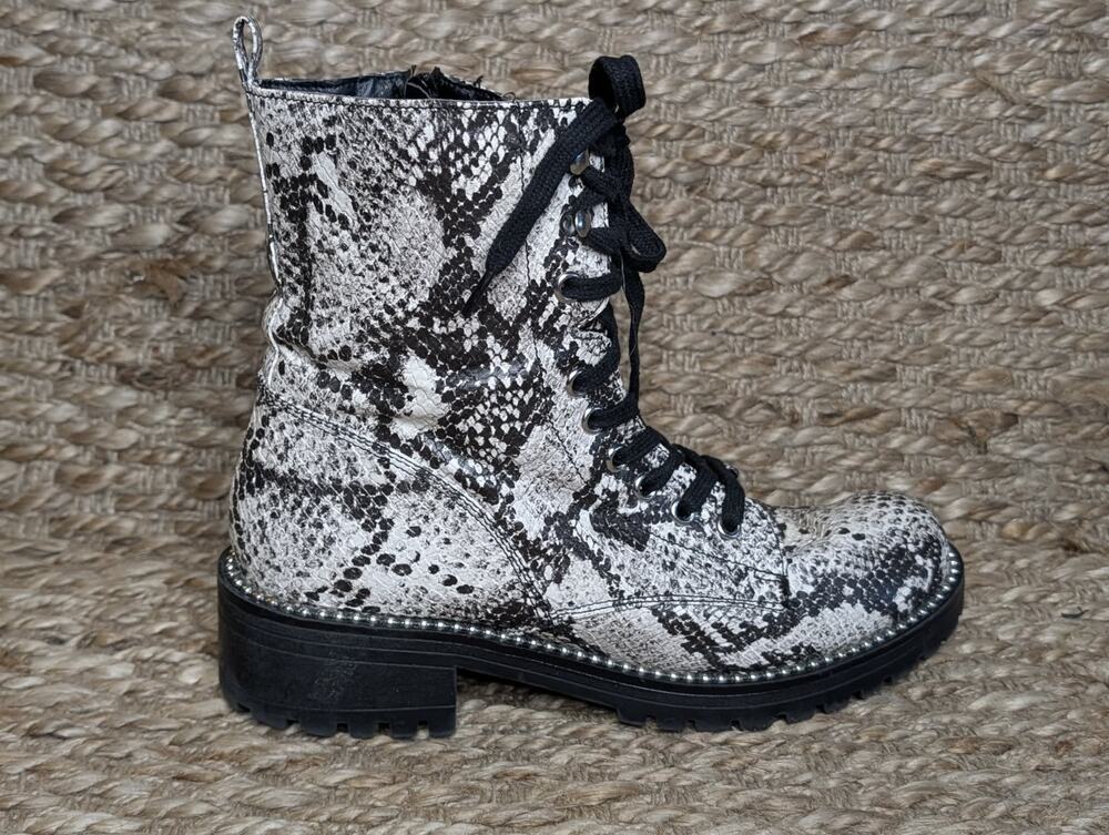 NEW! Portland Boot Company Snakeskin Print Women's Combat Boots Size 8 M Chunky